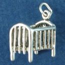 Baby in Crib 3D Sterling Silver Charm Pendant