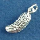 Vegetable Cucumber or Pickle 3D Sterling Silver Charm Pendant