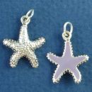 Starfish with Purple Enamel 3D Sterling Silver Charm Pendant
