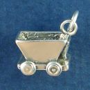Miner Coal Ore Cart 3D Sterling Silver Charm Pendant