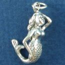 Posing Mermaid 3D Sterling Silver Charm Pendant