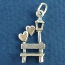 Love at the Park Bench 3D Sterling Silver Charm Pendant