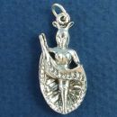 Kicking Can-Can Dancer 3D Sterling Silver Charm Pendant