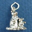 Pair of Begging Racoons 3D Sterling Silver Charm Pendant