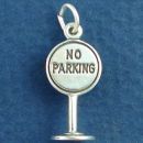No Parking Sign 3D Sterling Silver Charm Pendant