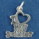 I Love Open Heart My Soldier Military Charm Sterling Silver Pendant