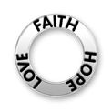 Affirmation Message Faith, Hope and Love Word Phrase Sterling Silver Band Charms