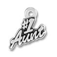#1 Aunt Family Word Phrase Sterling Silver Charm Pendant