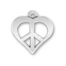Heart Shaped Peace Sign Sterling Silver Charm Pendant
