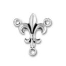 Fleur de Lis Medium Sterling Silver Charm Pendant with Three Loops can be used as Rosary Center
