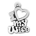 I Love Open Heart My Wife, Family Word Phrase Sterling Silver Charm Pendant