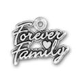 Forever Family Word Phrase with Heart Sterling Silver Charm Pendant