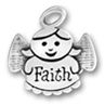 Angel with Open Wings and Word Phase Faith Sterling Silver Charm Pendant