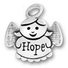 Angel with Open Wings and Word Phase Hope Sterling Silver Charm Pendant