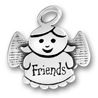 Angel with Open Wings and Word Phase Friends Sterling Silver Charm Pendant