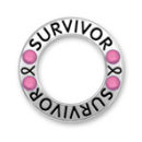 Affirmation Message Breast Cancer "Survivor" Word Phrase with Ribbon and 4 Pink Crystals Sterling Silver Band Charms