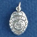 Police Officer's Badge Sterling Silver Charm Pendant
