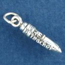 School Office Supply 3D Pencil with Word Phrase #1 Teacher Sterling Silver Charm Pendant