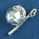 Equestrian Horseback Riding Crop and Hat 3D Sterling Silver Charm Pendant