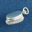 Equestrian Horse Grooming Oval Hand Brush Tool 3D Sterling Silver Charm Pendant