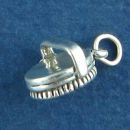 Equestrian Horse Grooming Hand Brush Tool with Strap 3D Sterling Silver Charm Pendant