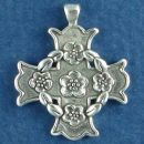 Christian Maltese Cross with Flower Accents Sterling Silver Charm Pendant