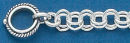 150 Double Rolo Chain Sterling Silver Bracelet 9 Inch 6mm Diameter with Toggle Clasp