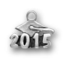 Cap and 2015 Graduation Charm Sterling Silver