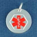 Medical Identification Round Sterling Silver Charm Pendant