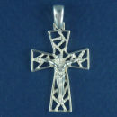 Crucifix Sterling Silver Medium Christian Cross Pendant Lattice Pattern