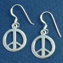 Peace Sign Symbol Design Small Sterling Silver Earrings on French Wire