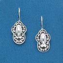 Ornate Lace Cross with Christian Fish Sterling Silver Earings