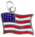 Enameled American Flag Sterling Silver Pendant