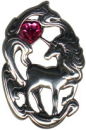 Unicorn with Crystal Charm Sterling Silver Pendant with Pin
