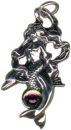 Mermaid and Dolphin with Crystal Charm Sterling Silver Pendant
