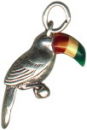 Toucan with Inlaid Beak 3D Charm Sterling Silver Pendant