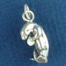 Sea Otter with Opal Sterling Silver 3D Charm Pendant