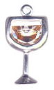 Wine Charm, White Wine with CZ Accent Sterling Silver Charm Pendant Wholesale