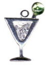 Martini Glass with CZ Accent Sterling Silver Charm Pendant Wine Charm