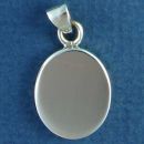 Oval Engravable Sterling Silver Pendant back is Recessed and can be used for Photos
