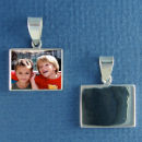 Picture Photo Rectangle Small Horizontal Sterling Silver Charm Pendant Engravable Perfect Size for a Charm Bracelet