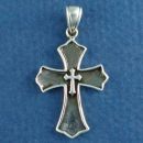 Cross within a Cross Design Sterling Silver Pendant with High Polish and Oxidized High Lights