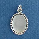 Oval Sterling Silver Pendant with Single Beaded Pattern Edge