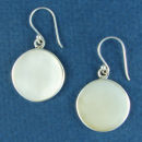 Round Mother of Pearl Sterling Silver Earrings