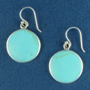 Round Turquoise Color Sterling Silver Earrings