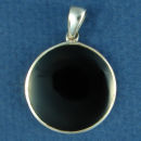 Round Onyx Sterling Silver Pendant
