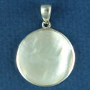 Round Mother of Pearl Sterling Silver Pendant