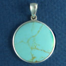 Round Turquoise Color Sterling Silver Pendant