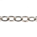 Oval Charm Link Antique Silver Tone Necklace Large 20 Inch Chain