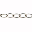 Plain Oval Charm Link Antique Silver Tone Large Necklace 18 Inch Chain